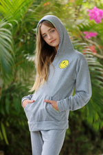 *Misty Grey Smile Multi Embroidered Hoodie*