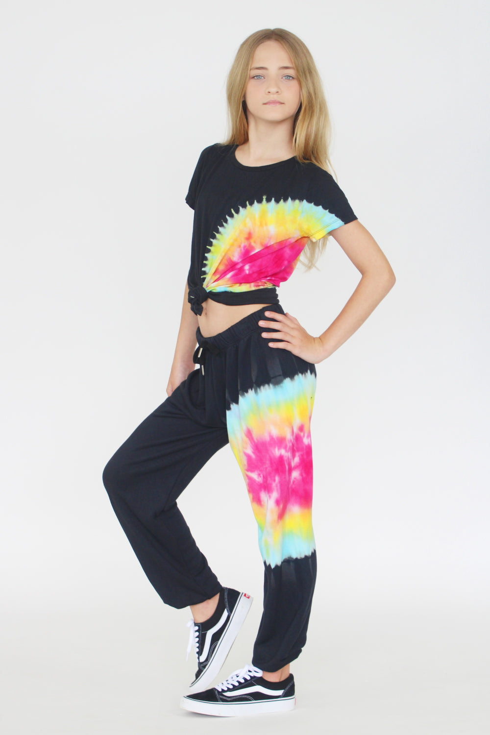 Black Bullseye Sweatpant Flowers By Zoe Clothing