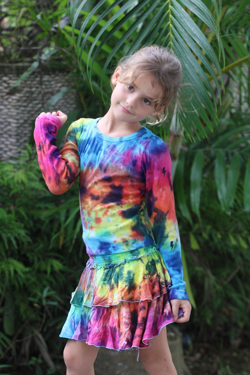 *Multi Tie-dye  Cropped Long Sleeve Tee
