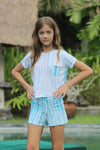 *Turquoise Tie-dye Embroidery Short*