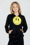 *Black Multi Color Embroidered Smile Hoodie*