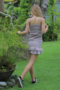 *Grey Pink Rose Smocked Dress*SALE