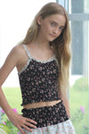 *Black Off-white  Blue Liberty Smocked Top*