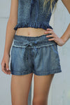 *Blue Denim Belted Short*