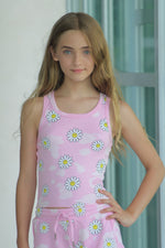 *Pink Bleach Allover daisy Tank*